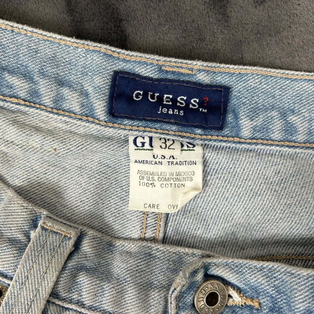 Vintage Guess Denim Shorts Mens 32 Light Blue  90s High Rise Cotton